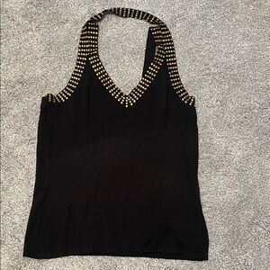 Black and Gold Studded Women's tank Top